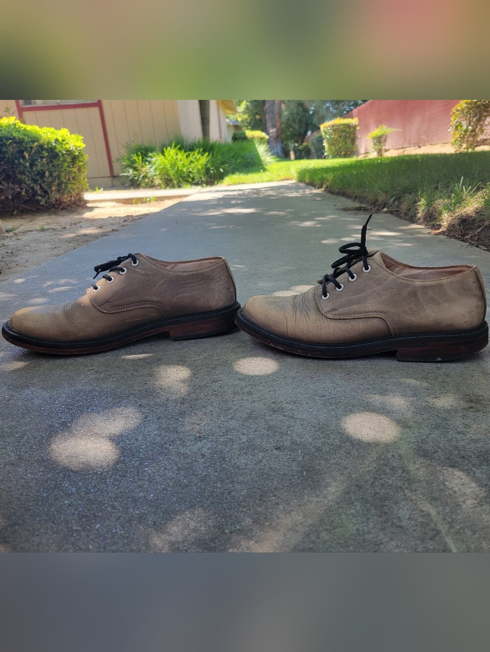 vintage handmade tan leather Oliver Clark lace up Oxford shoes mens size 9.5